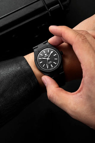 Nivada Grenchen F77 - Black Ceramic Braided Dial 68004A77