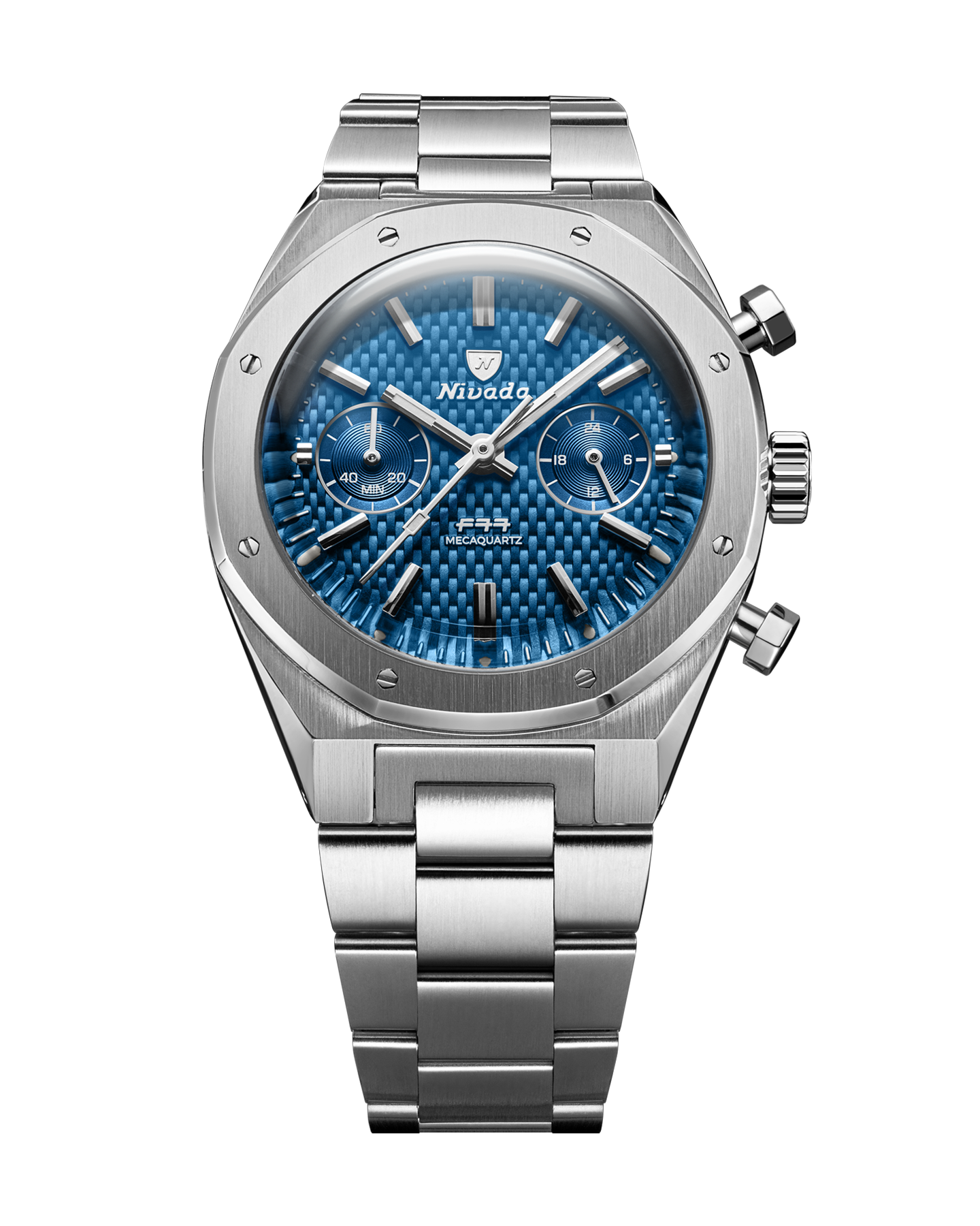 Nivada Grenchen F77 Chrono Mecaquartz Blue 68000Q77 – chronofactum.com