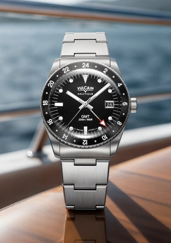 Vulcain Skindiver Nautique GMT Black - White Lume 680174B07
