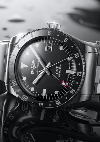 Vulcain Skindiver Nautique GMT Black - White Lume 680174B07
