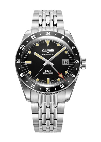 Vulcain Skindiver Nautique GMT Black - Beige Lume 680174A07