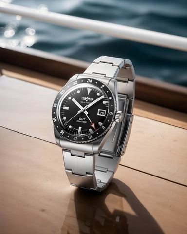 Vulcain Skindiver Nautique GMT Black - Beige Lume 680174A07