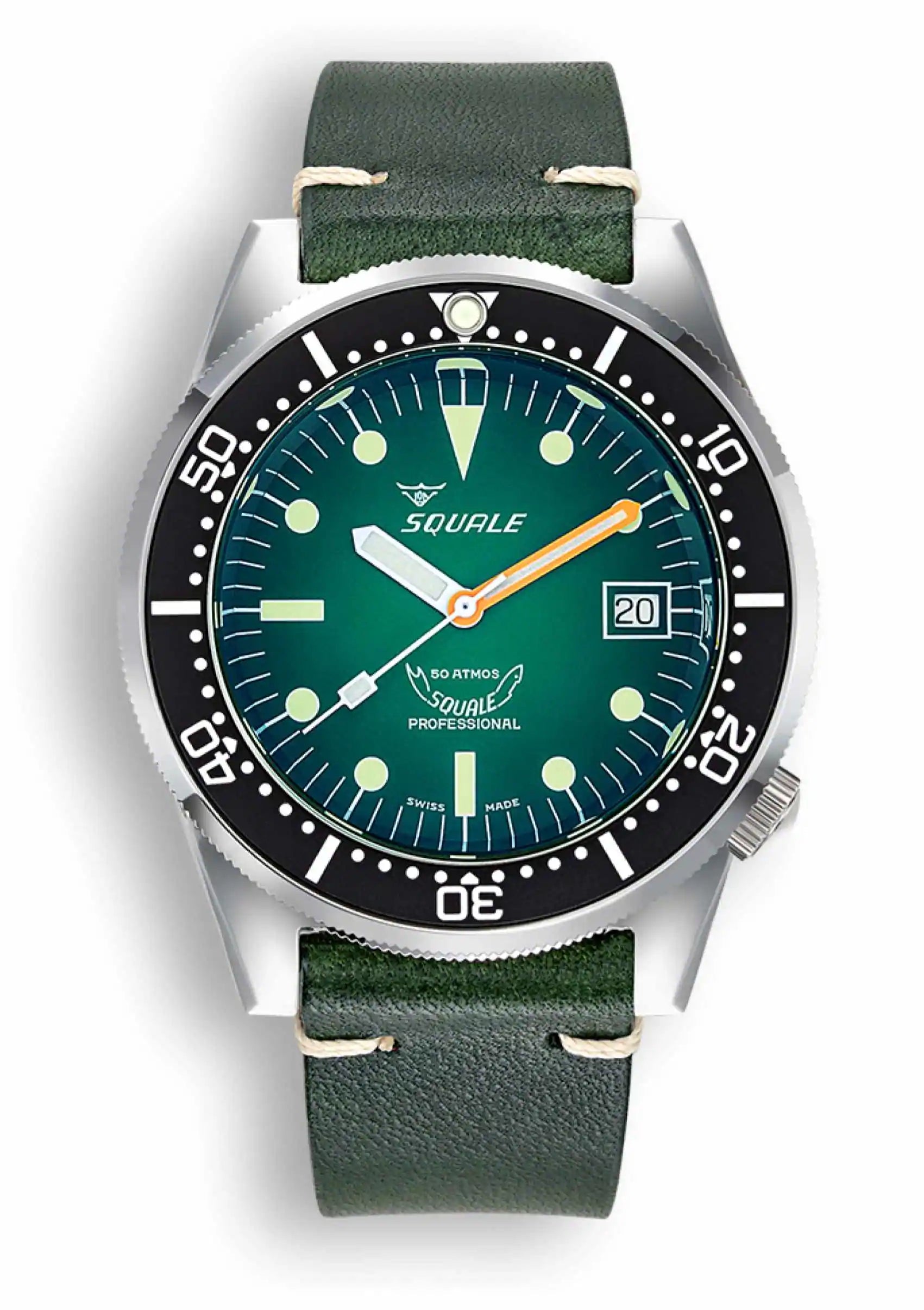 Green leather strap