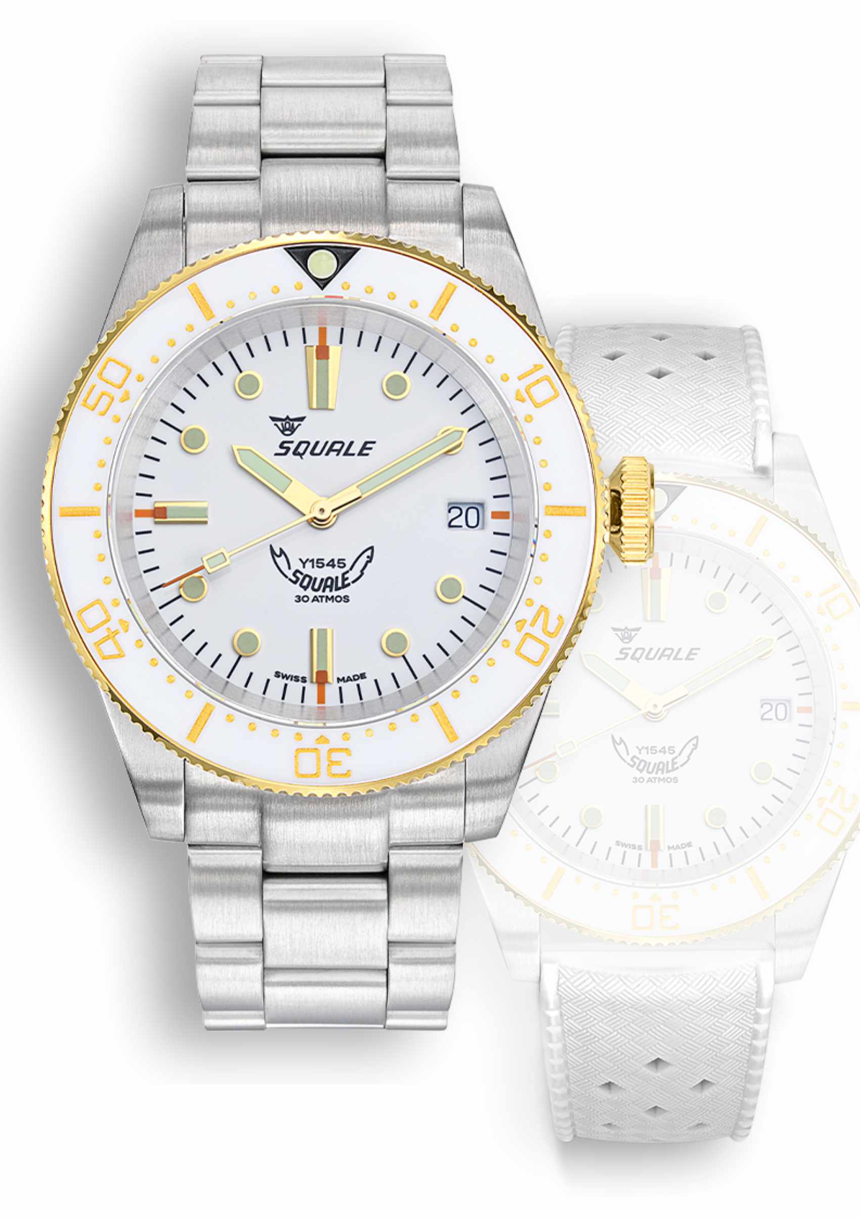 Set: steel strap + rubber strap. White