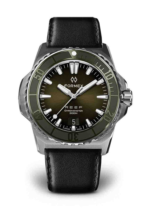 Green Bezel.Black Leather