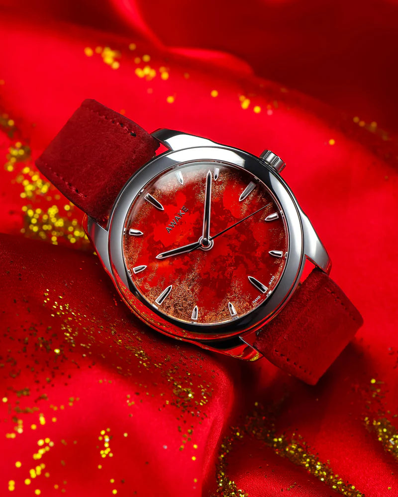 Awake-sơn-mai-frosted-leaf-royal-red 2