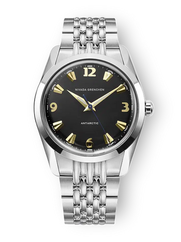 Nivada Grenchen Antarctic 35mm Black & Gold-  White Lume 35015M