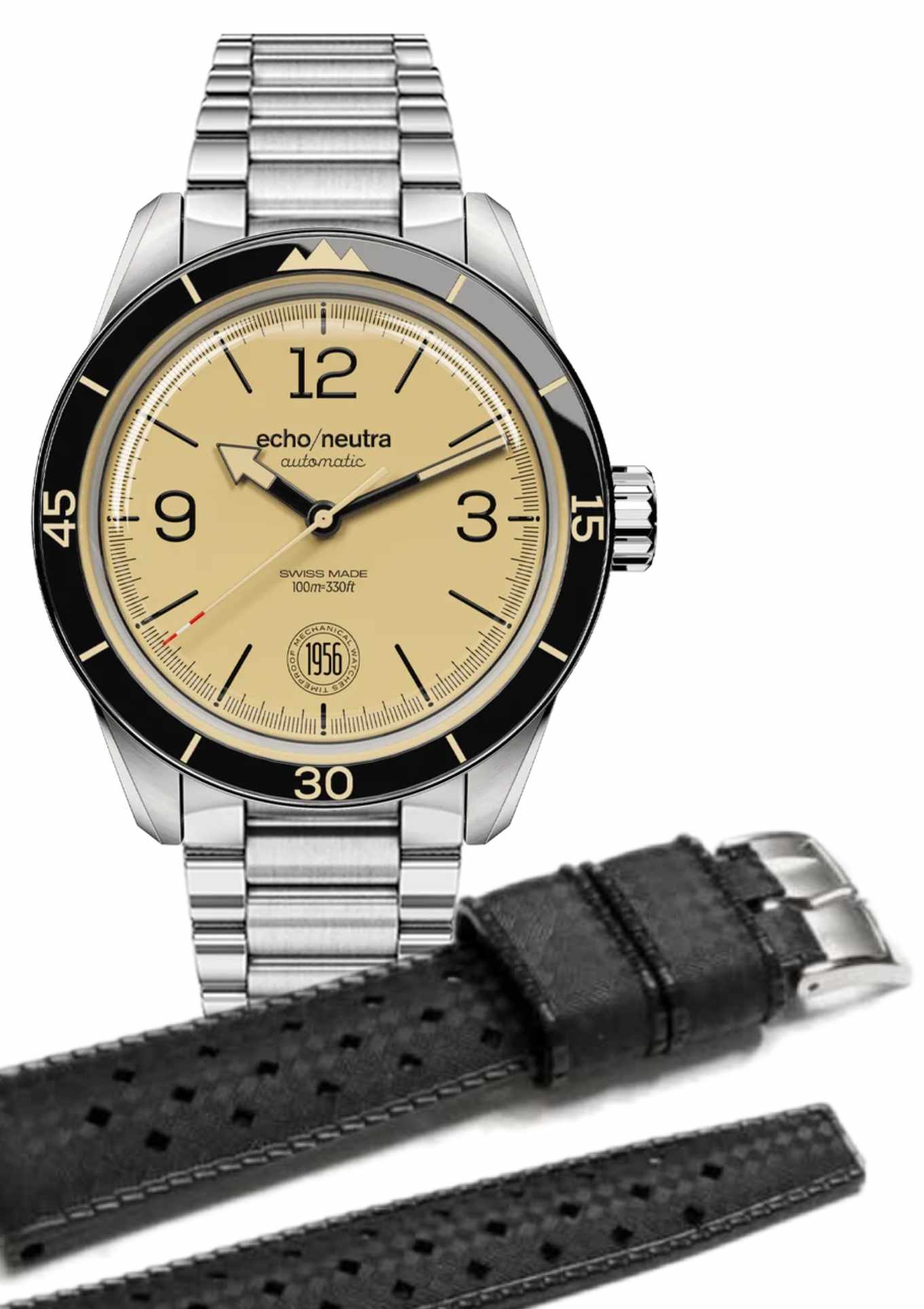 Set: stainless steel strap + rubber strap