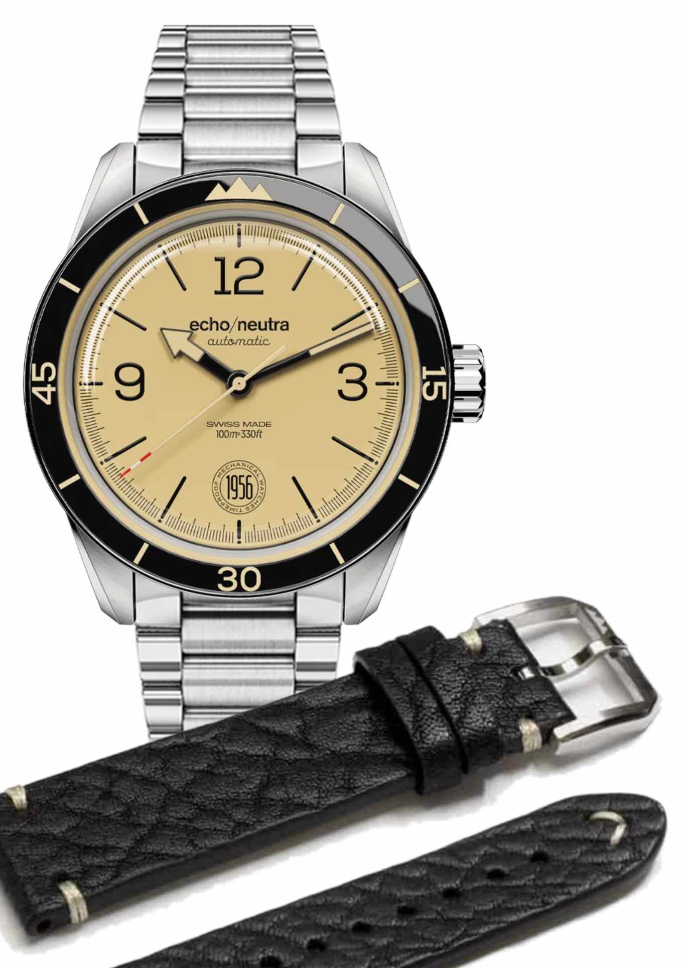 Set: stainless steel strap + vintage leather strap
