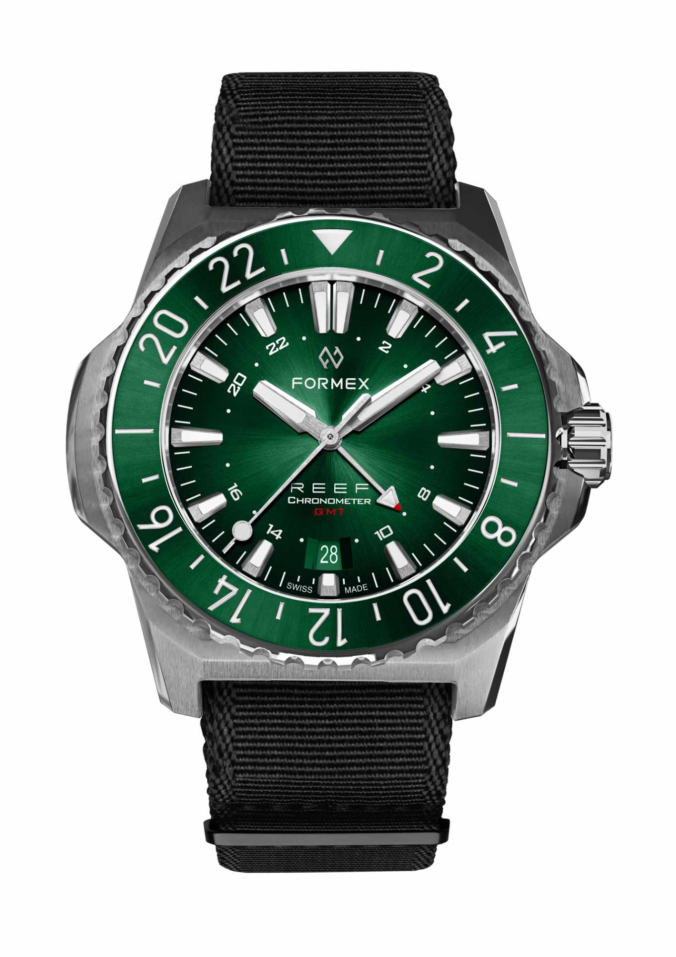 Green GMT Bezel. Textile Strap