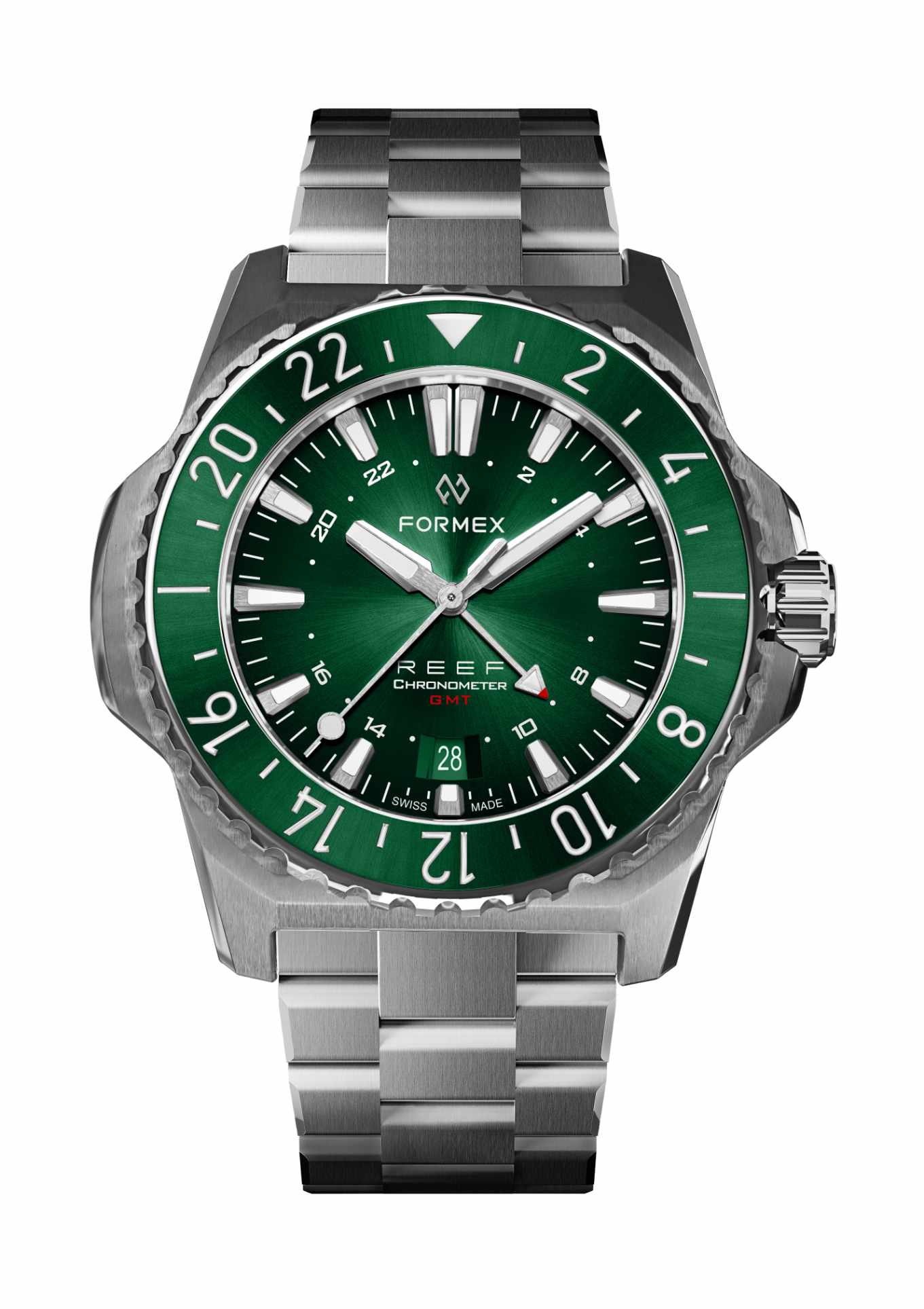 Green GMT Bezel.Steel Bracelet