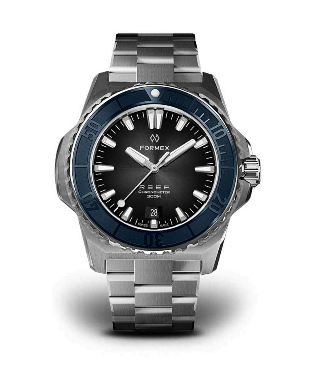 Blue Bezel.Steel Bracelet