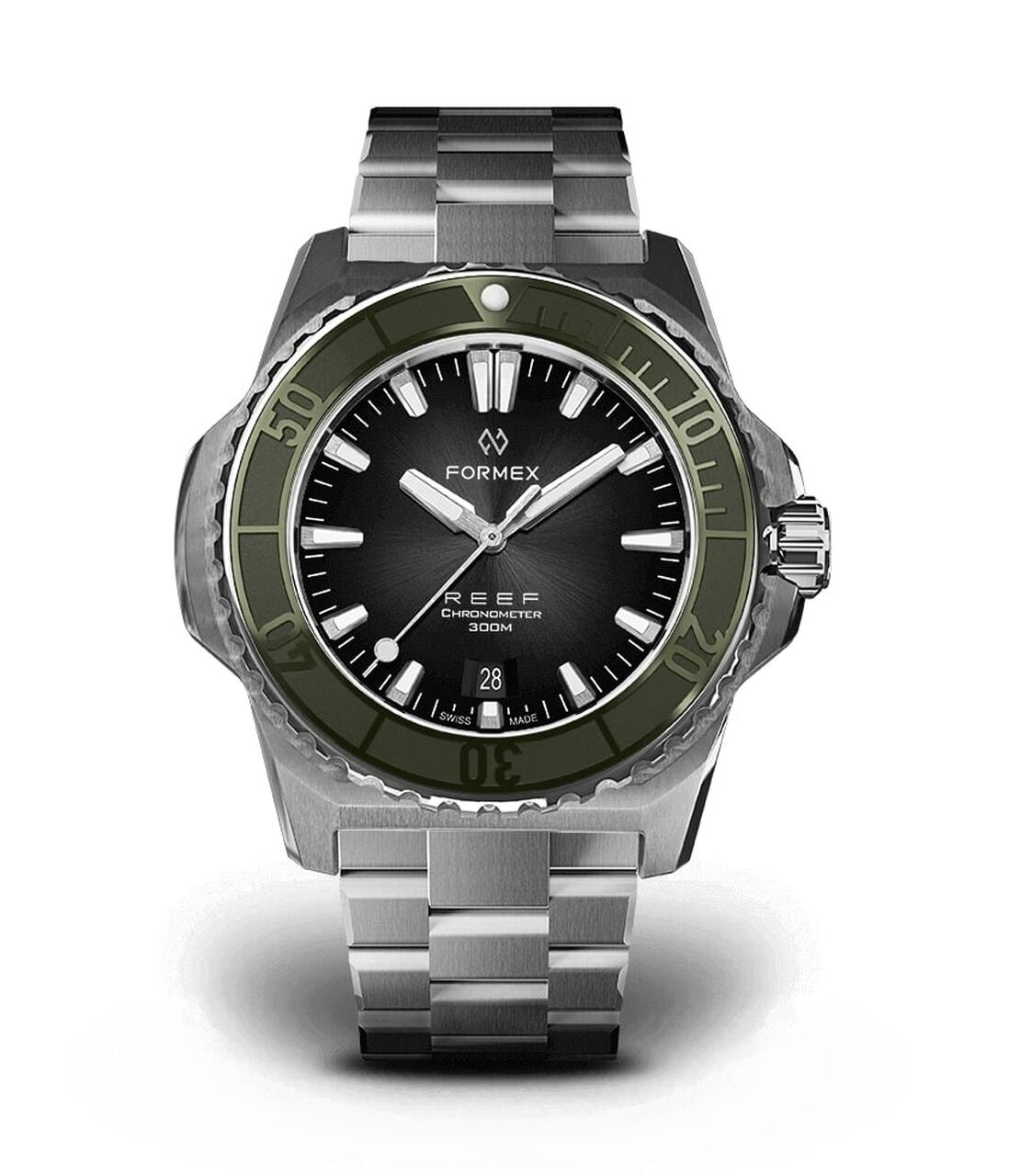 Green Bezel.Steel Bracelet