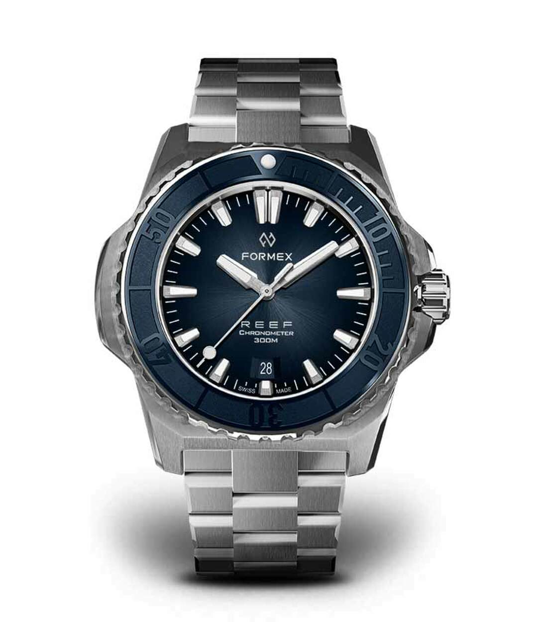 Blue Bezel.Steel Bracelet