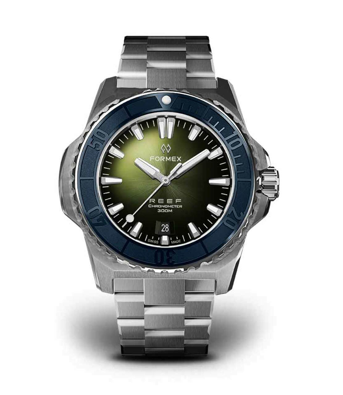 Blue Bezel.Steel Bracelet