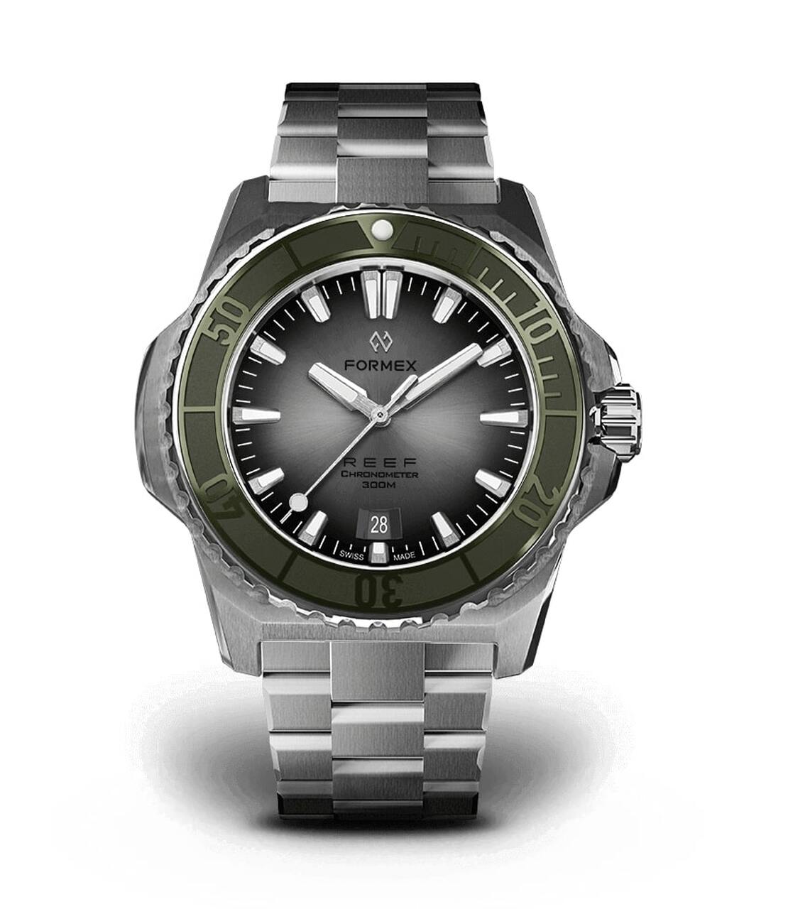 Green Bezel.Steel Bracelet
