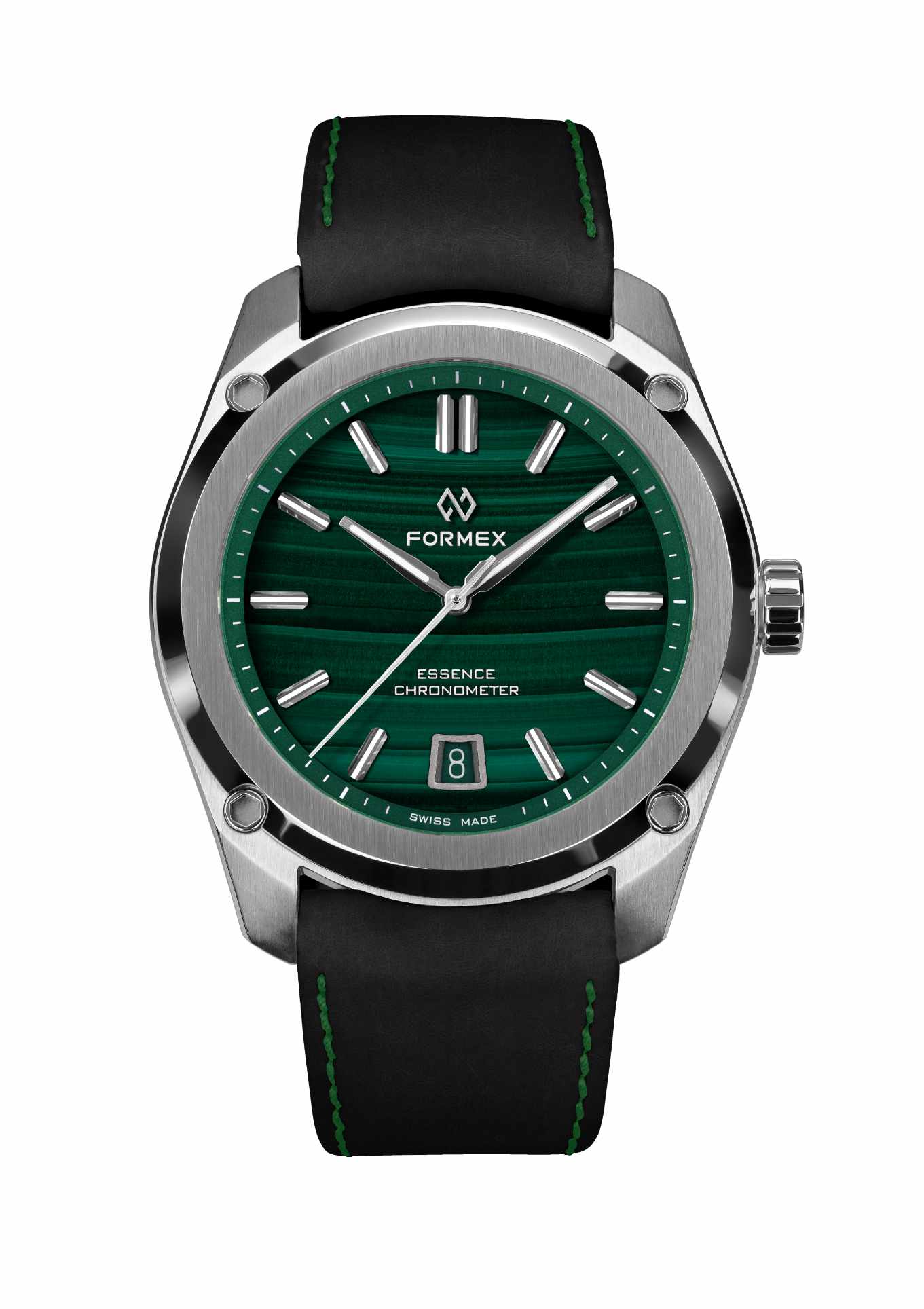 Lederband Schwarz - Grüne Naht