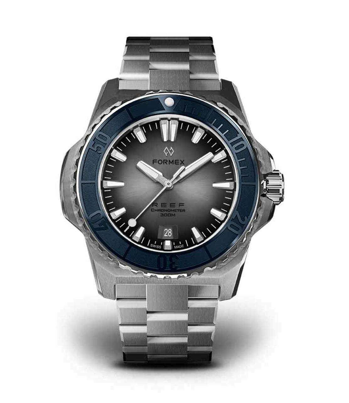 Blue Bezel.Steel Bracelet