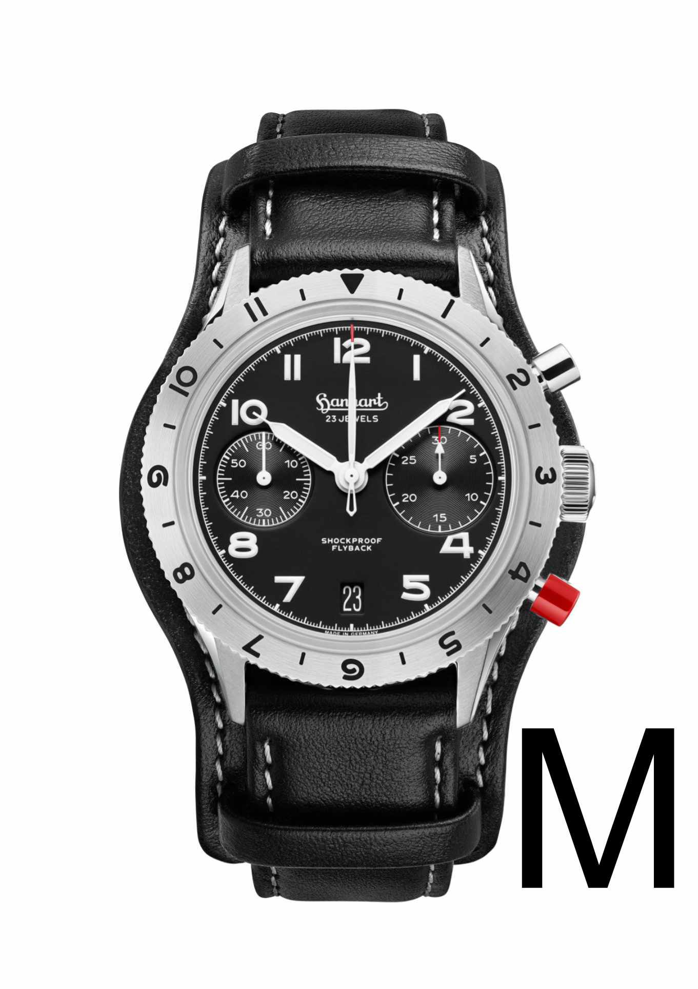 Leather strap black M