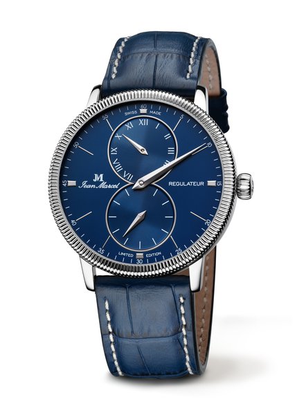 Blue crocodile-embossed leather strap
