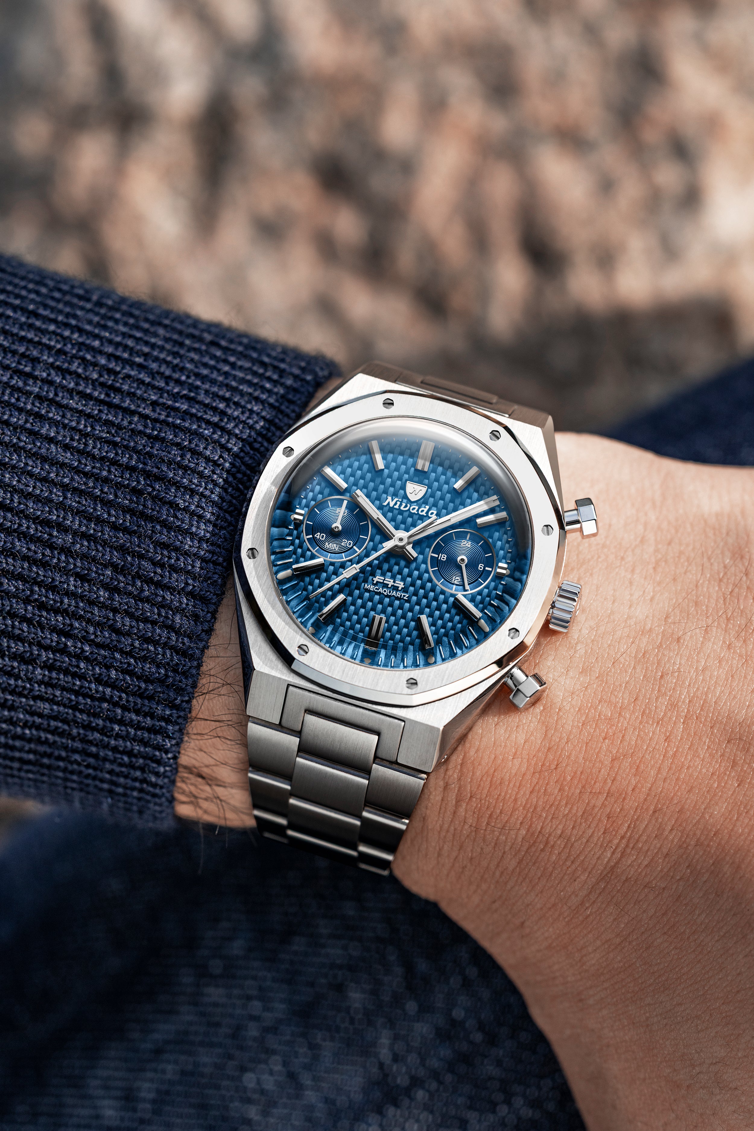 Nivada Grenchen F77 Chrono Mecaquartz Blue 68000Q77 – chronofactum.com