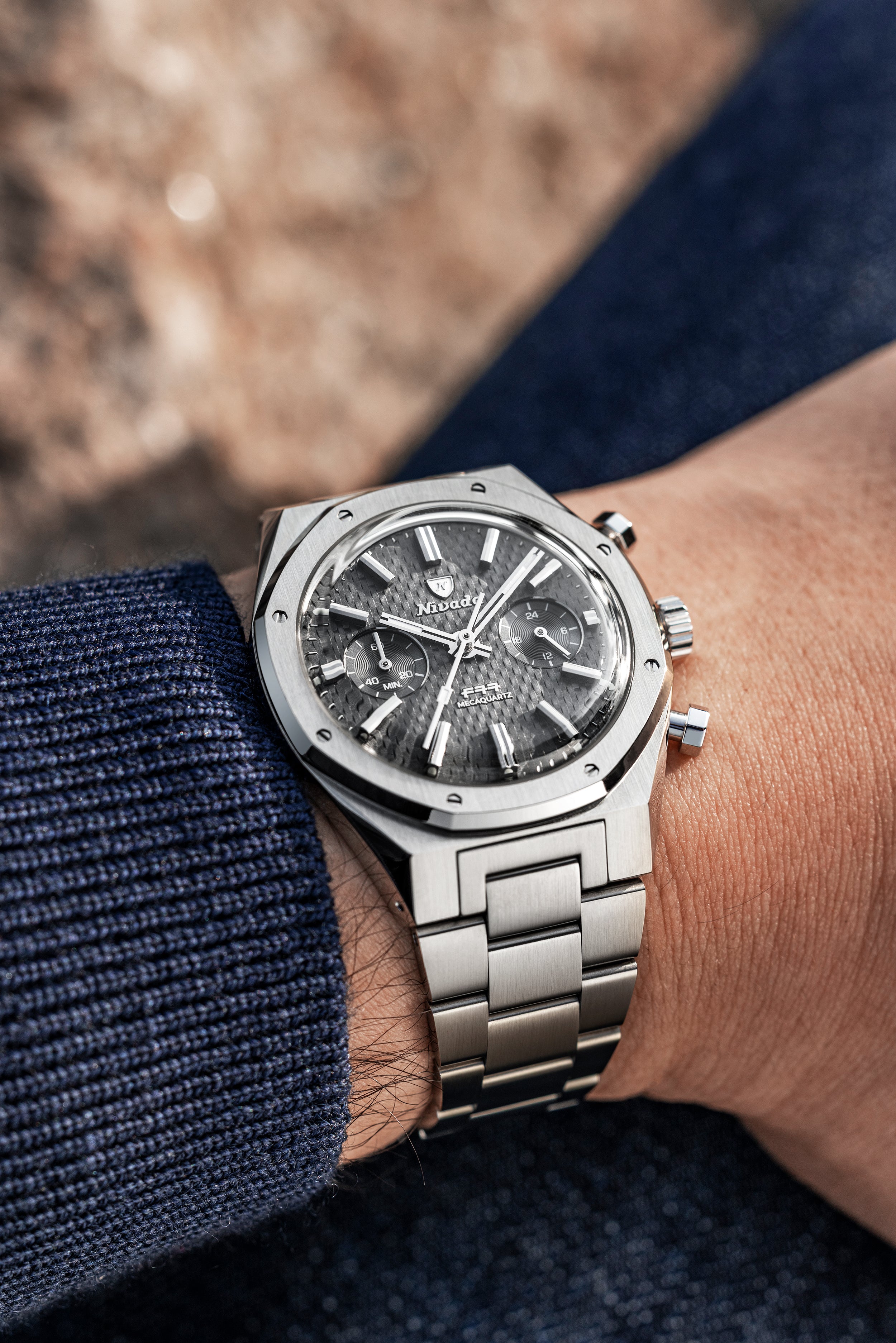 Nivada Grenchen F77 Chrono Mecaquartz Grey 68001Q77 – chronofactum.com
