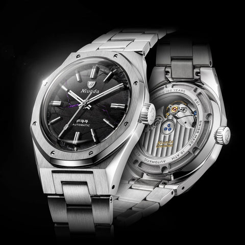 Nivada Grenchen F77 MKII SHUNGITE BLACK - 100 YEARS - 68058A77