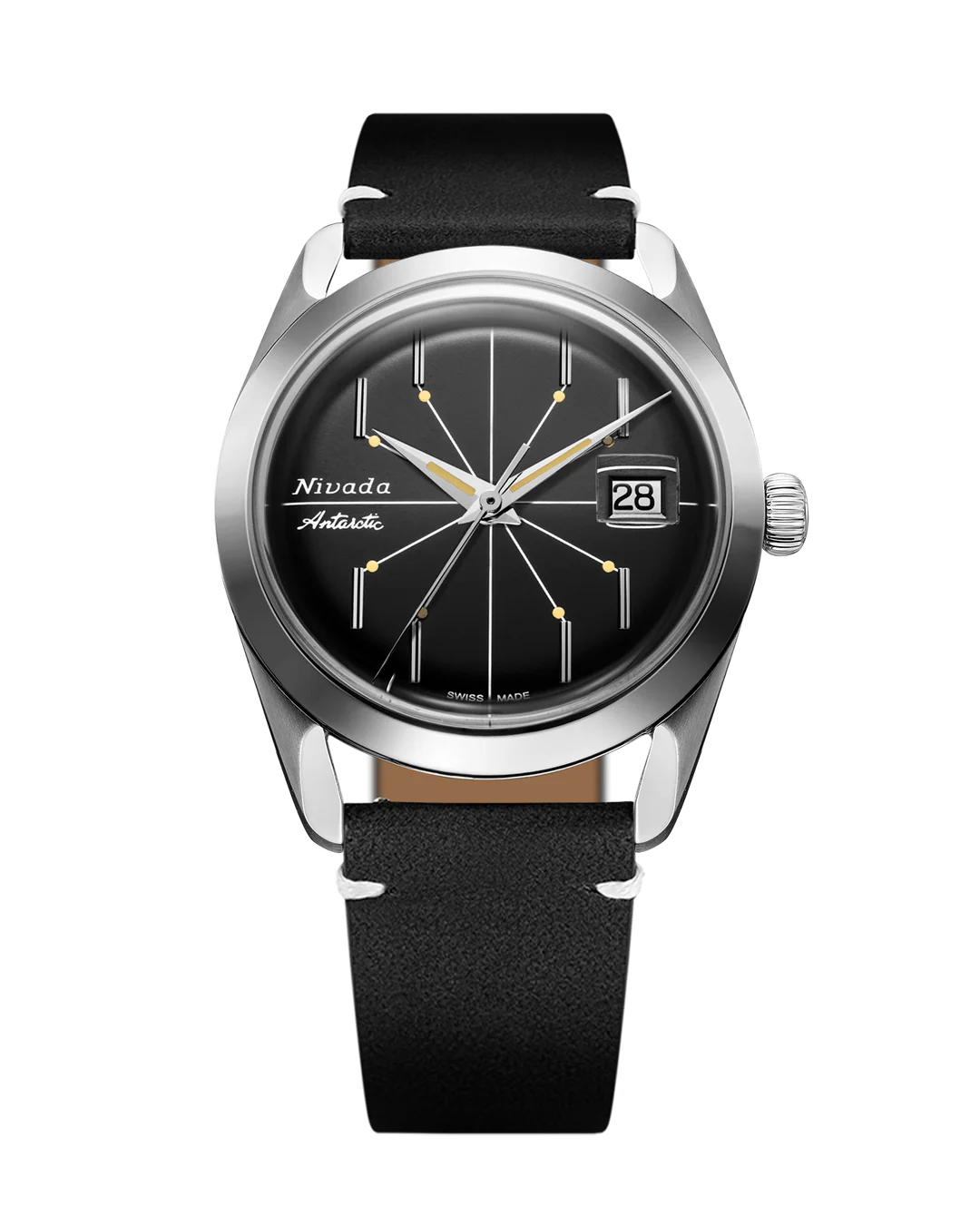 Lederband Schwarz - Weiße Naht