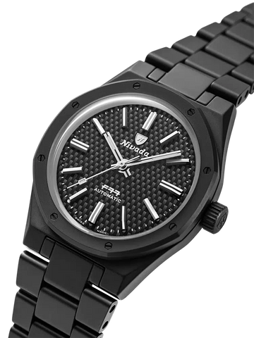 Nivada Grenchen F77 - Black Ceramic Braided Dial 68004A77