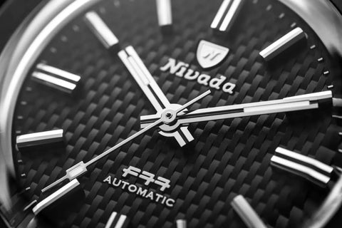 Nivada Grenchen F77 - Black Ceramic Braided Dial 68004A77