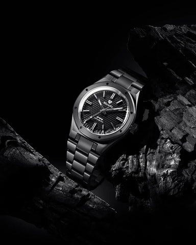 Nivada Grenchen F77 - Black Ceramic Braided Dial 68004A77