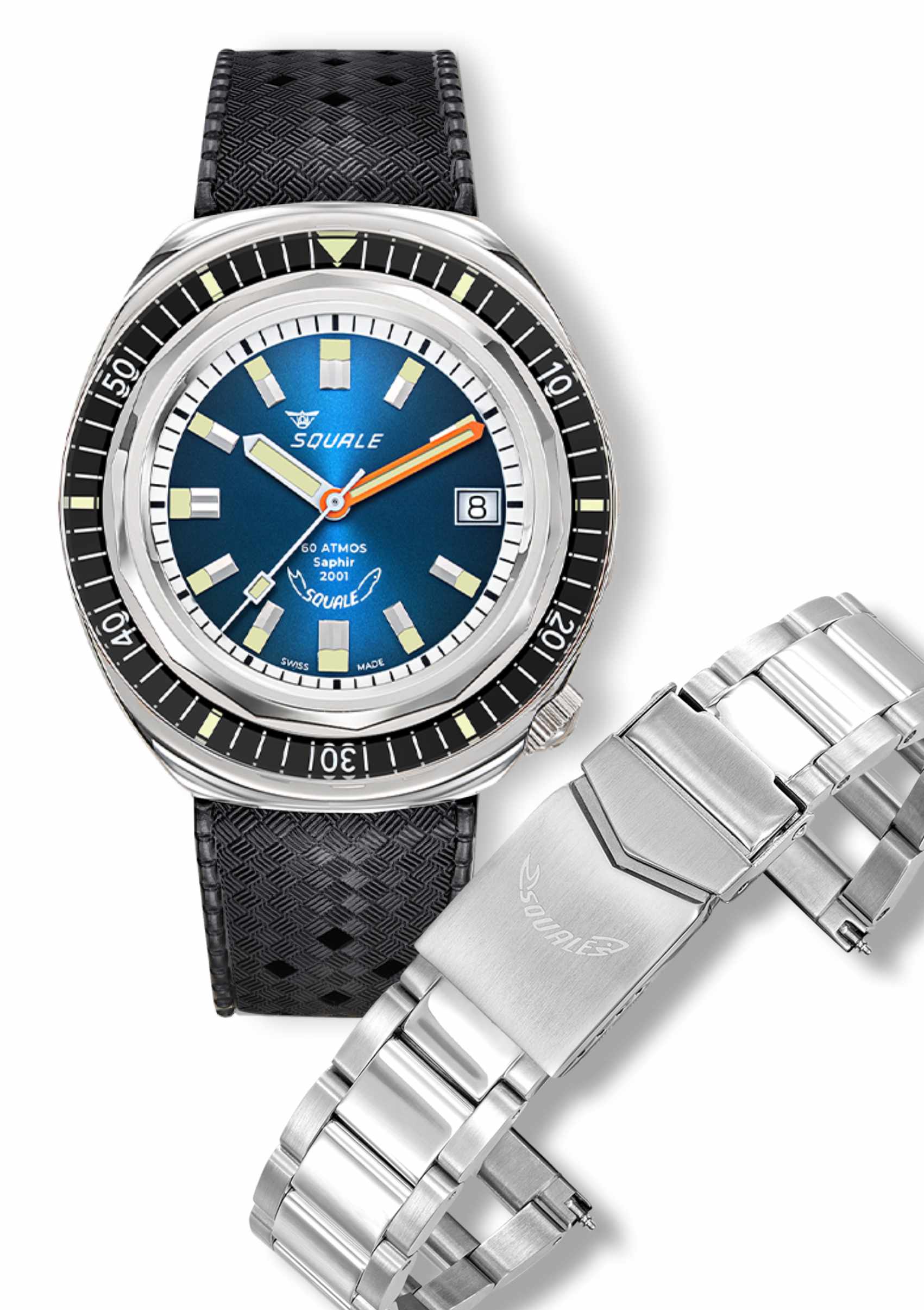 Set: stainless steel strap + rubber strap