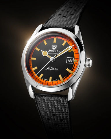 Nivada Grenchen Super Antarctic Black & Orange Date 38mm 32056A