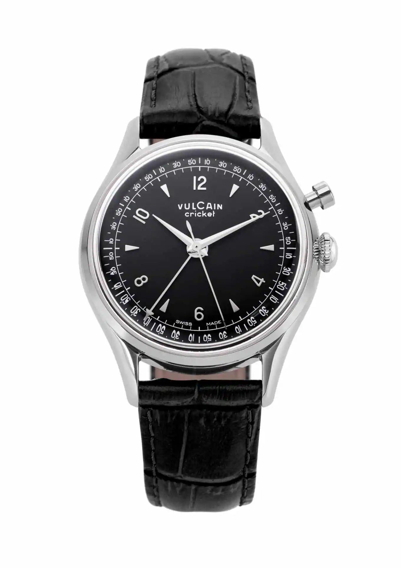 Closed Caseback Black Leather Alligator Pattern Strap