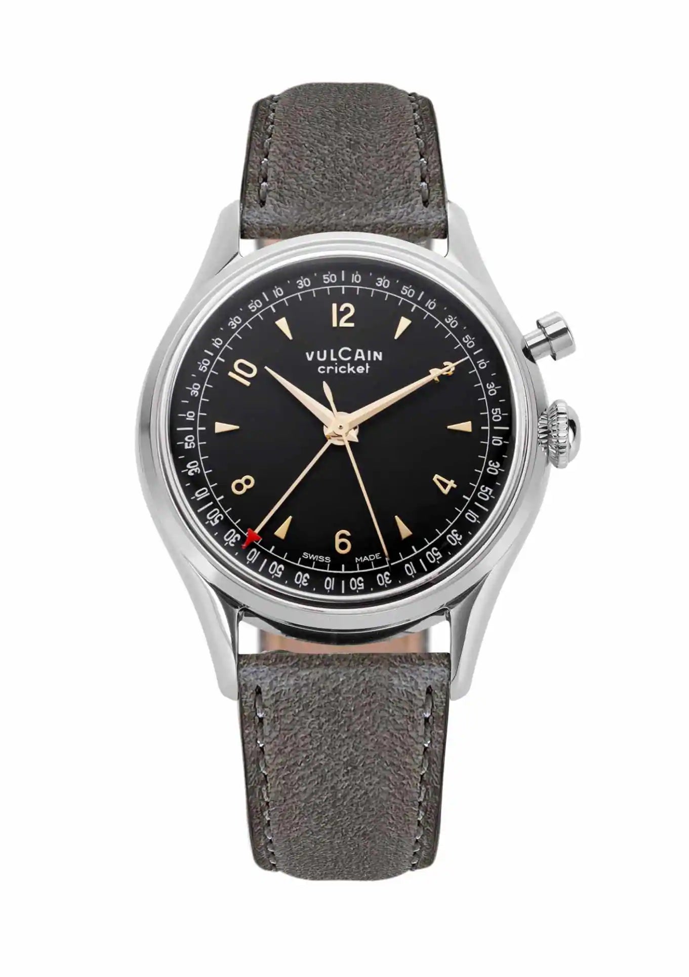 Closed Caseback Gray Leather Strap