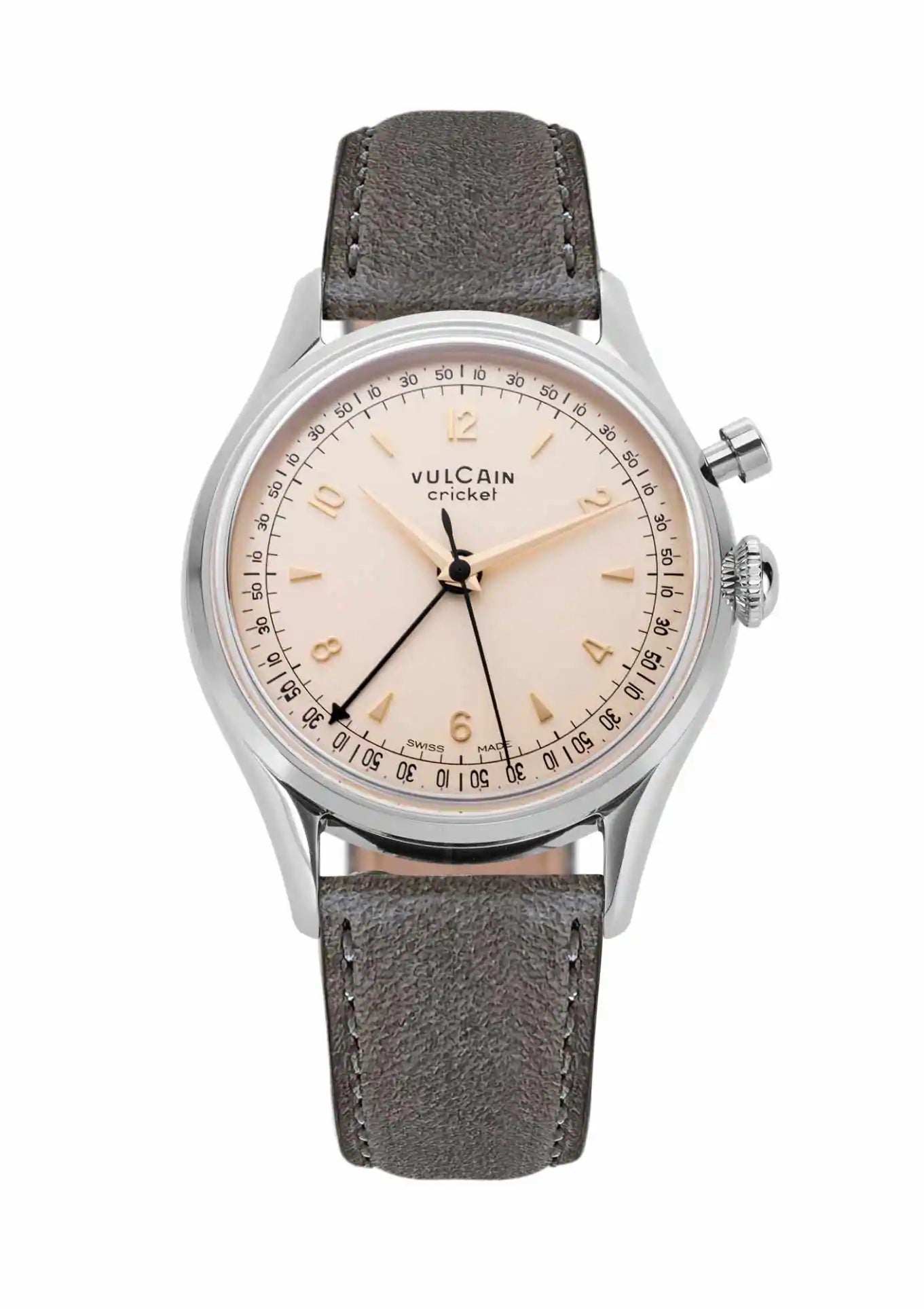 Closed Caseback Gray Leather Strap