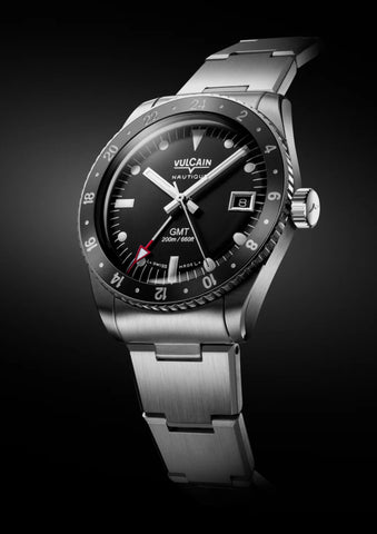 Vulcain Skindiver Nautique GMT Black - White Lume 680174B07