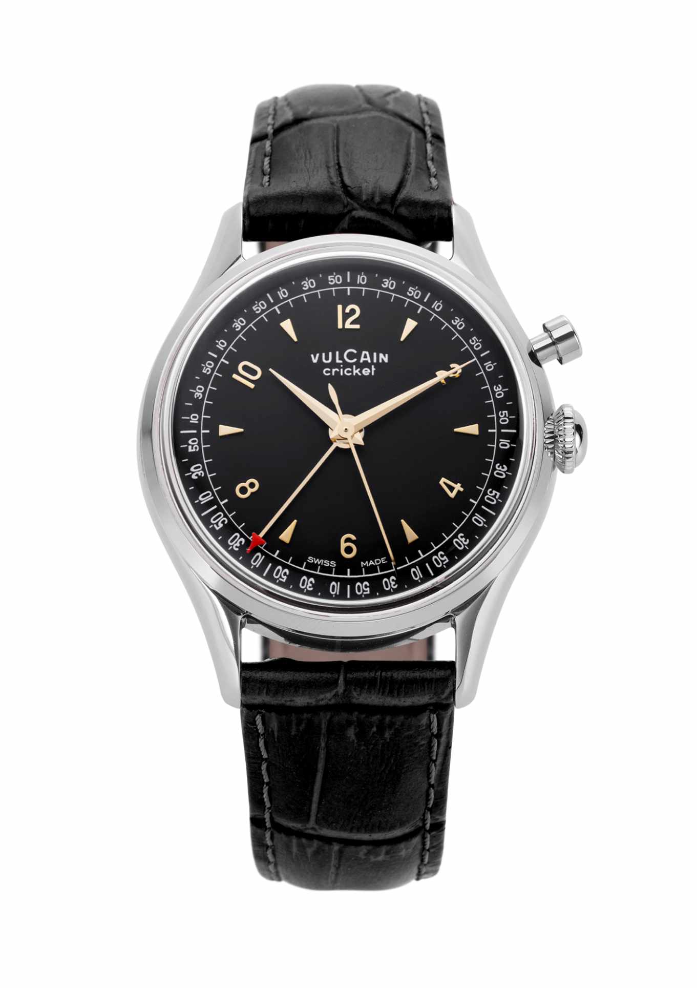 Closed Caseback Black Leather Alligator Pattern Strap