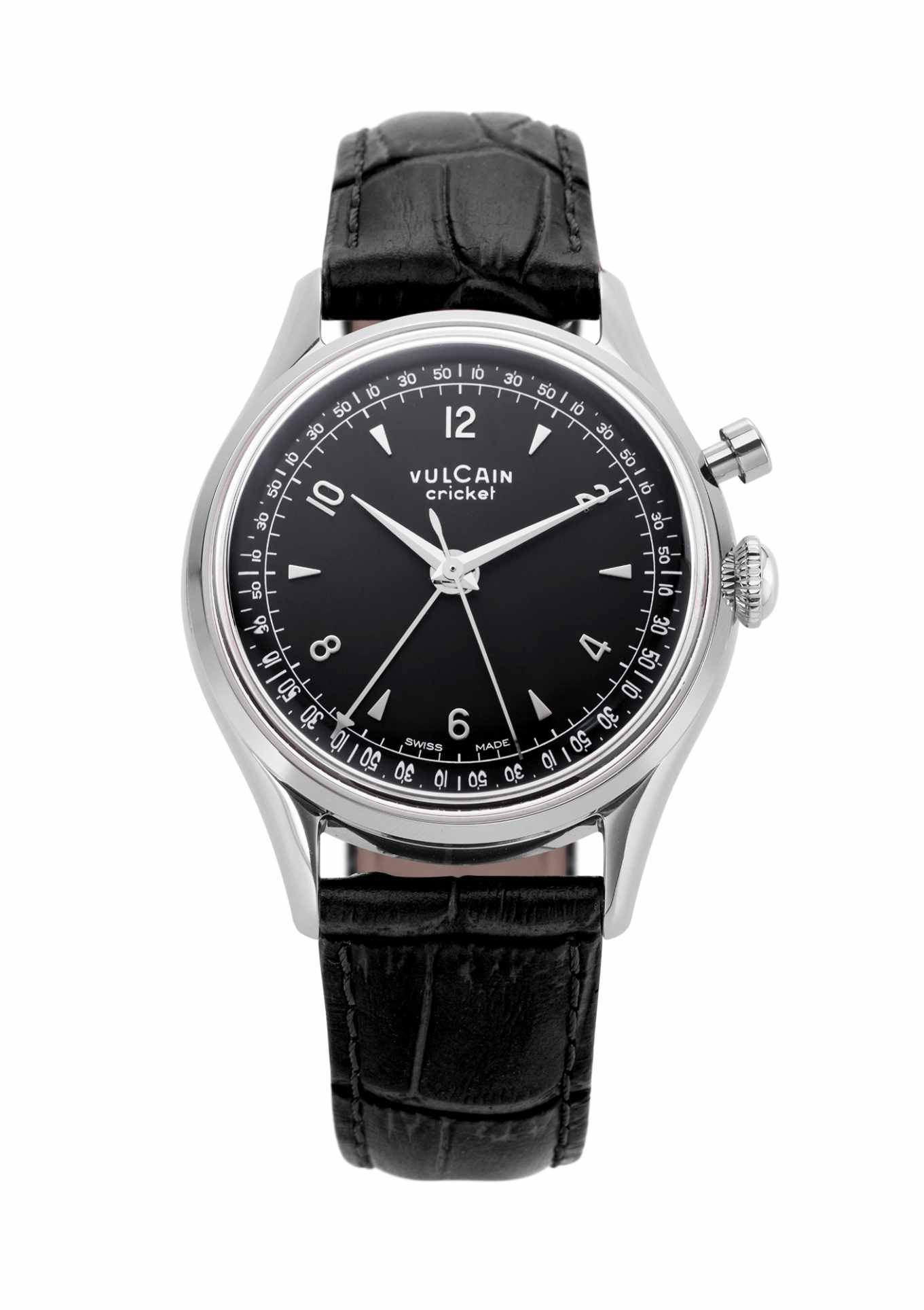 Closed Caseback Black Leather Alligator Pattern Strap