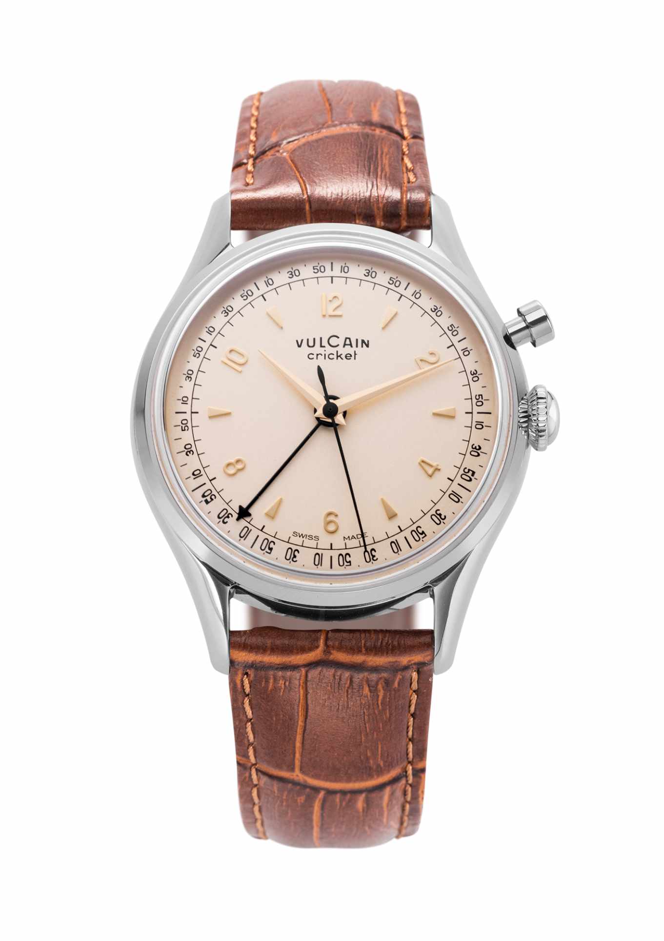 Closed Caseback Brown Leather Alligator Pattern Strap