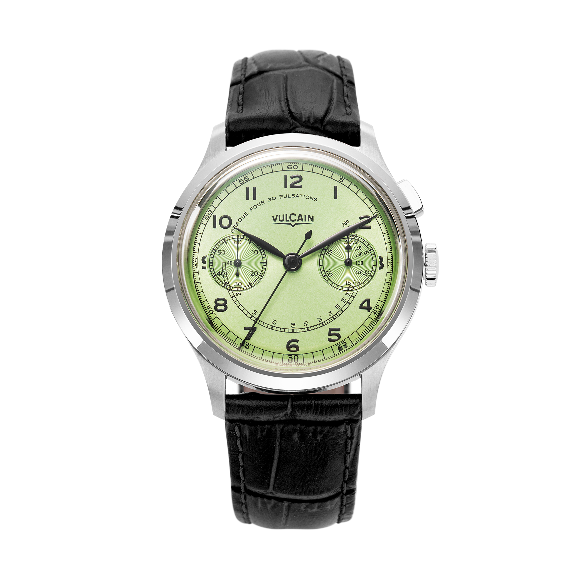 Black crocodile-embossed leather strap