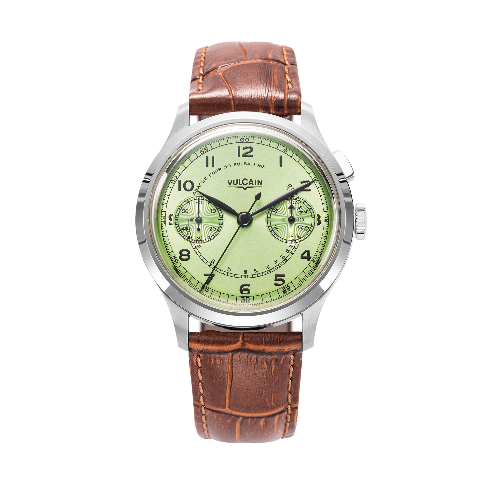 Brown crocodile-embossed leather strap