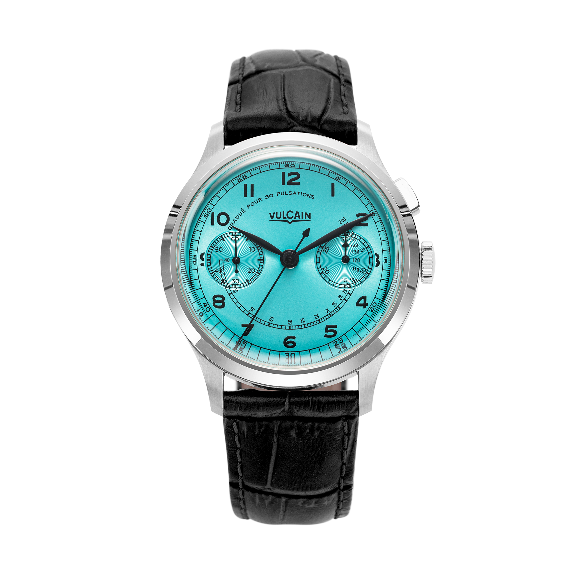 Black crocodile-embossed leather strap