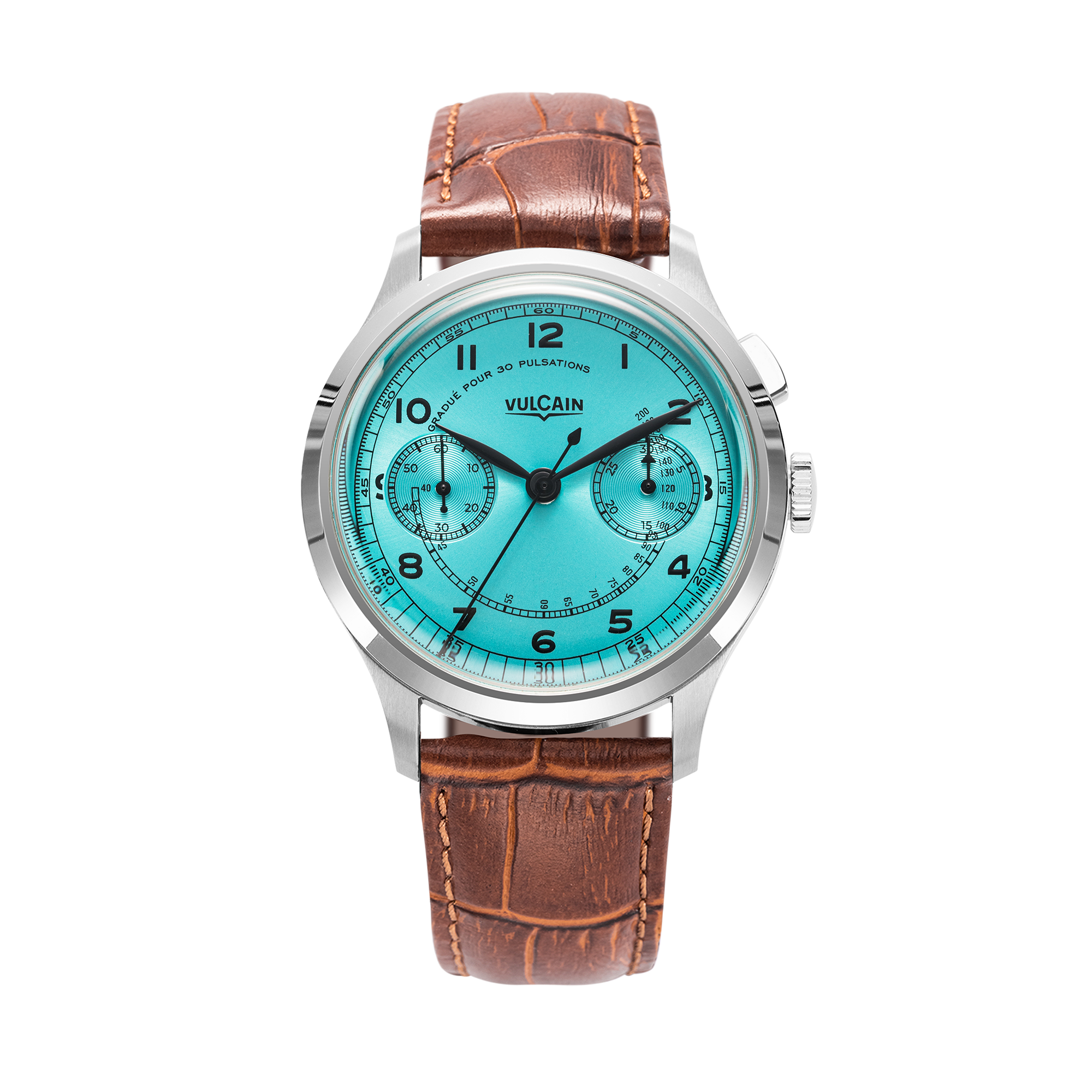 Brown crocodile-embossed leather strap