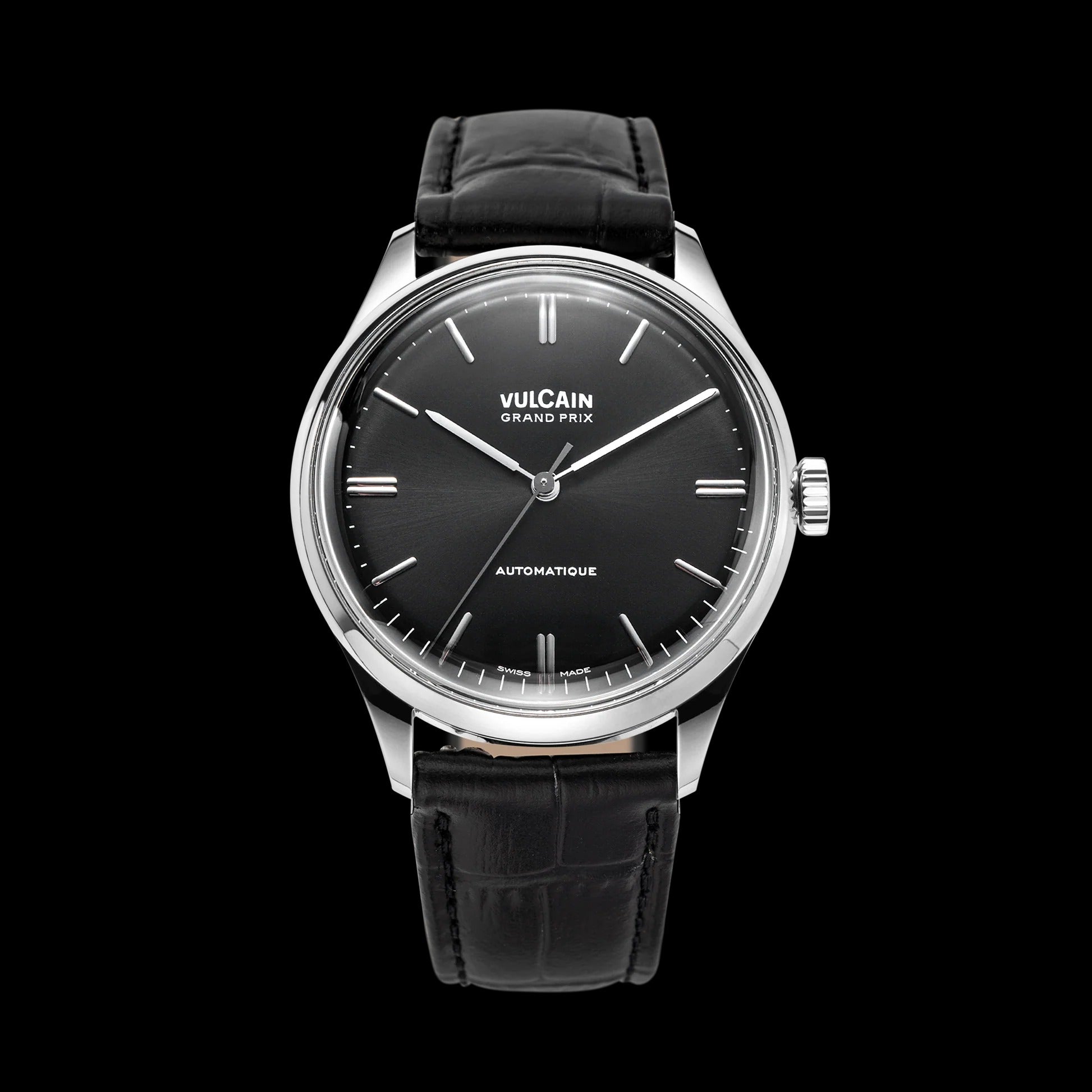 Lederband mit Krokoprägung Schwarz