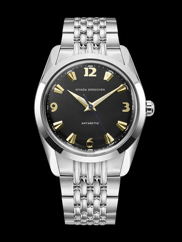 Nivada Grenchen Antarctic 35mm Black & Gold-  Beige Lume 35016M