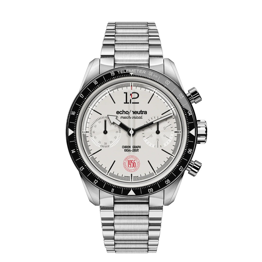 Set: Edelstahlband + Schwarzes Büffellederband