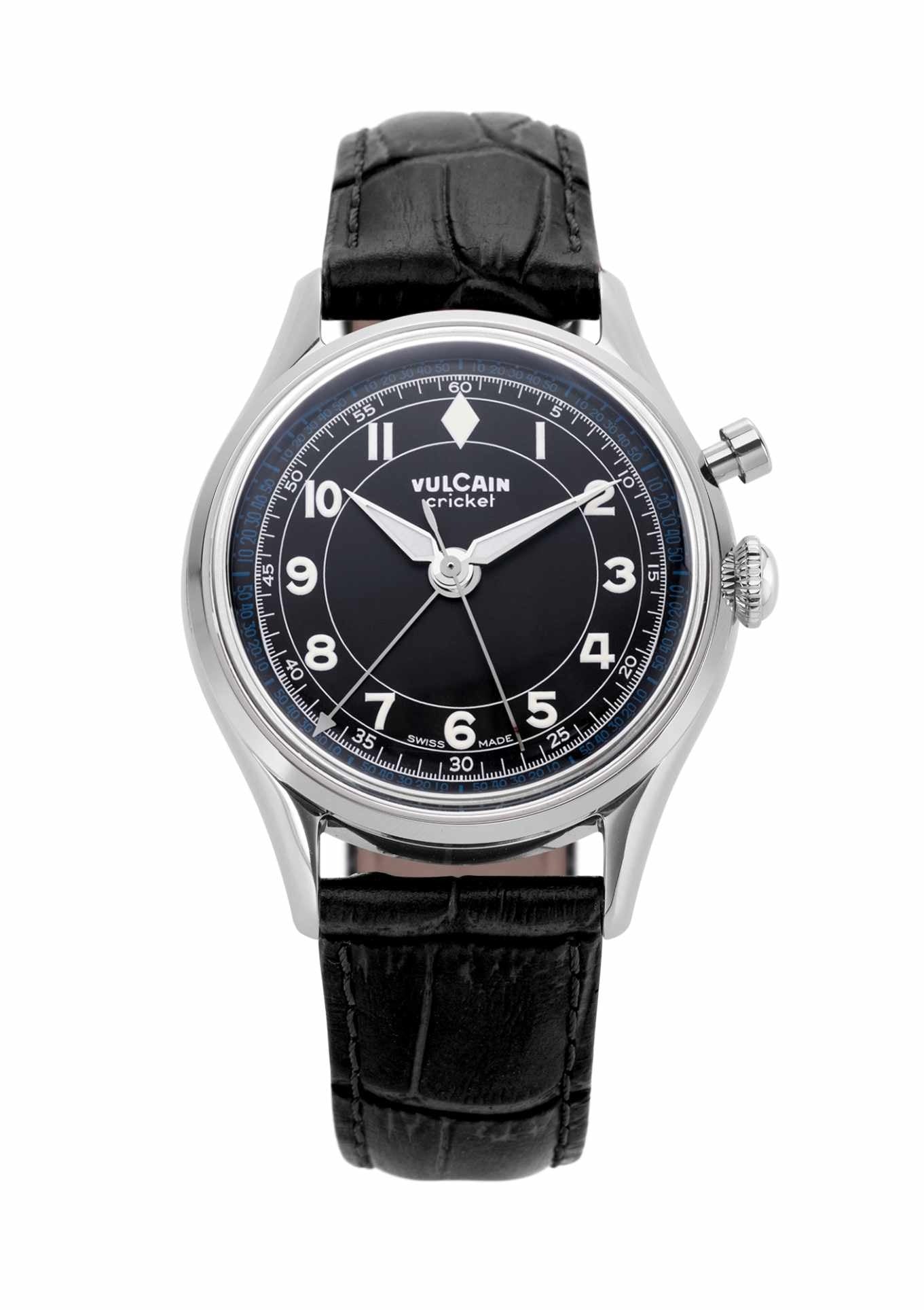 Closed Caseback Black Leather Alligator Pattern Strap