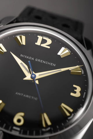 Nivada Grenchen Antarctic 35mm Black & Gold-  White Lume 35015M