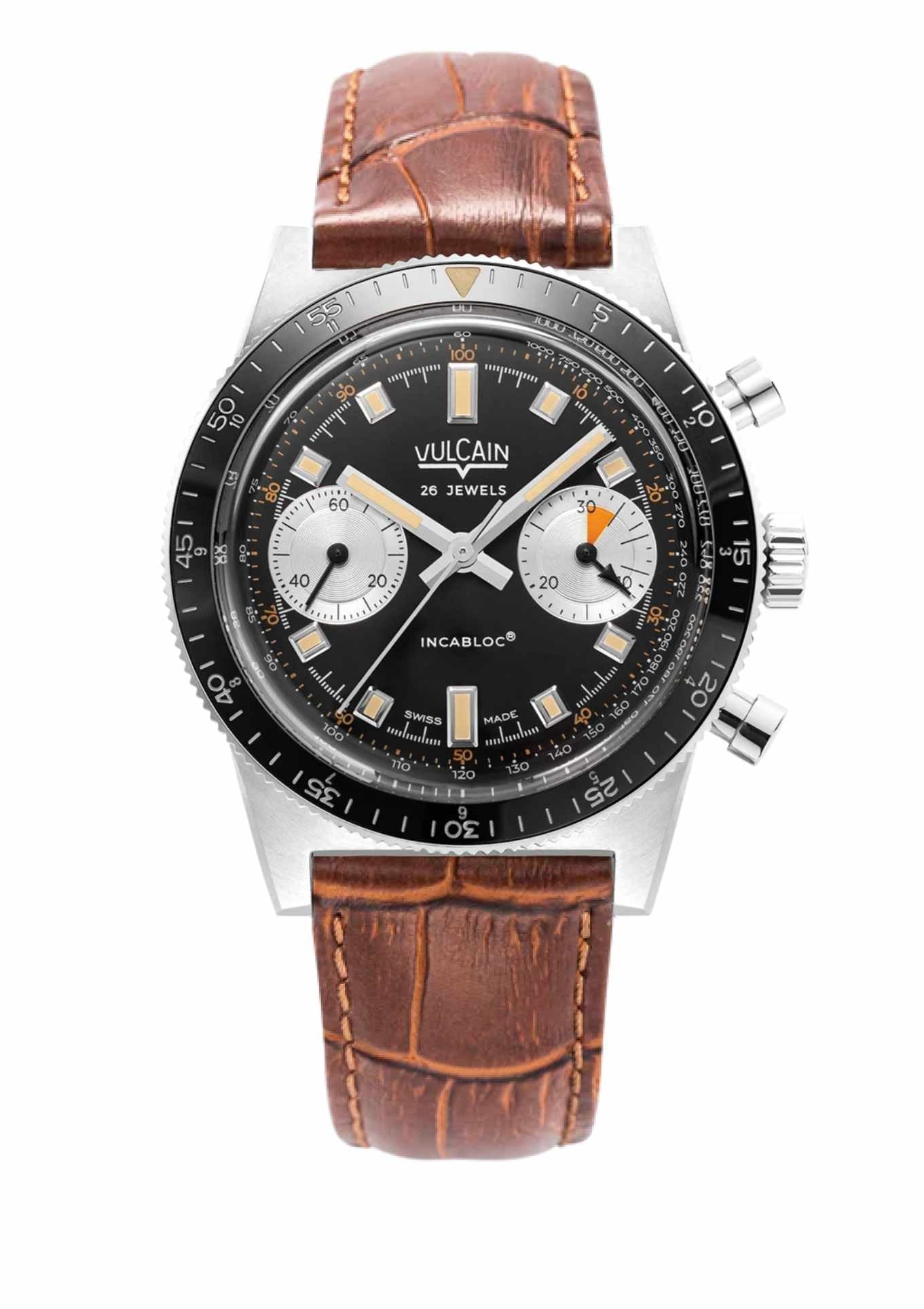 Brown crocodile-embossed leather strap